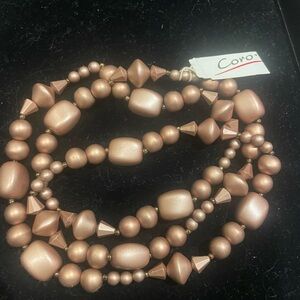 Coro Women's Rose Gold Beaded Necklace 24”